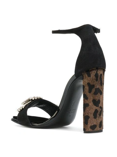 Shop Giuseppe Zanotti Sabine Leopard Heel Sandals In Black