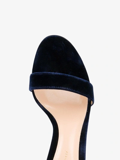 Shop Gianvito Rossi Blue Velvet 110 Sandals