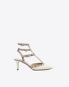 Valentino 65mm Rockstud Patent Leather Pumps In Light Ivory