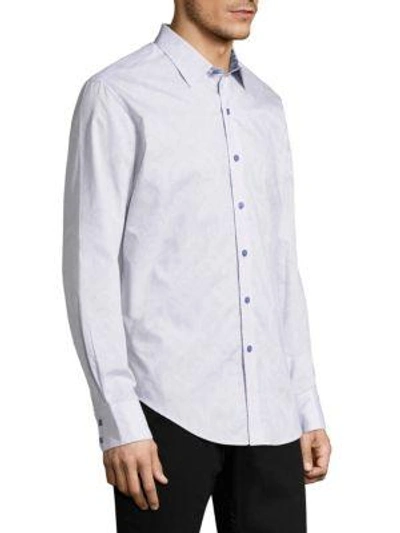 Shop Robert Graham Embroidered Cotton Casual Button-down Shirt In White
