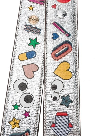Shop Anya Hindmarch All Over Stickers Metallic Bag Strap