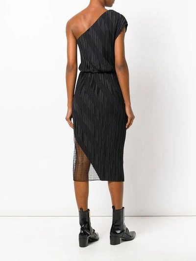 Shop Alexander Wang Pleated One-shoulder Dress - Black