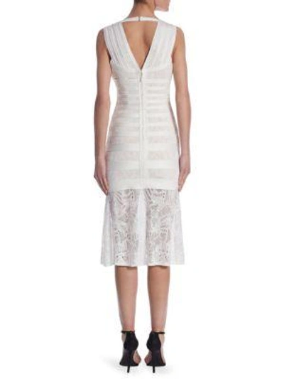 Shop Herve Leger Isabela Raised Pointelle Jacquard Dress In Alabaster