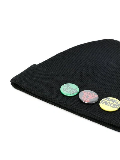 Shop Marc Jacobs Button Badge Beanie - Black