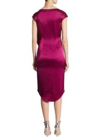 Shop St John Satin Cap-sleeve Hi-lo Dress In Boysenberry