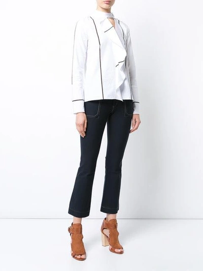 Shop Derek Lam 10 Crosby Long Sleeve Ruffle Front Shirt