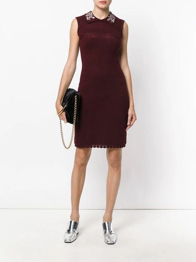 Shop Carven Sleeveless Embroidered Collar Dress