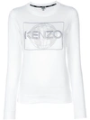 Kenzo Global Crewneck Long-sleeve Pullover Sweatshirt In White