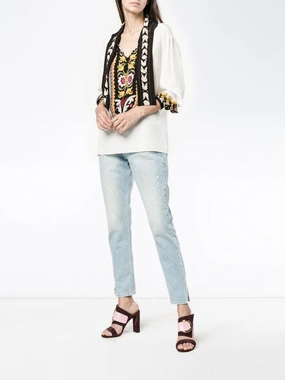 Shop Etro Peasant Printed Blouse In White