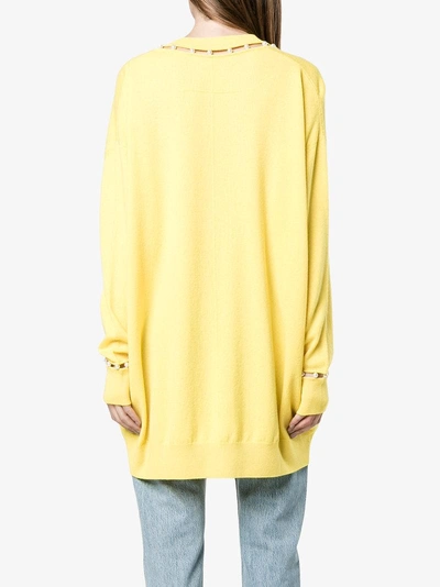 Shop Givenchy Faux Pearl Trim Jumper In Yellow&orange