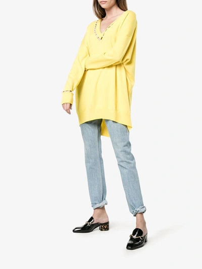 Givenchy Pearl Embellished Sweater In Yellow&orange