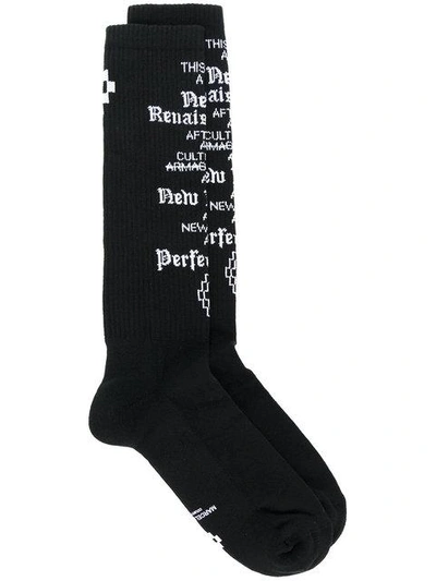 Marcelo Burlon County Of Milan Slogan Socks In Black