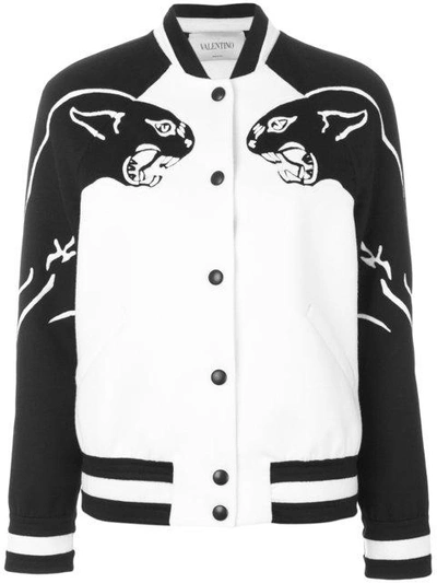 Shop Valentino Panther Bomber Jacket - White