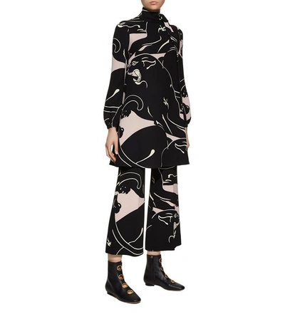 Shop Valentino Wide-leg Panther Trousers In Multi
