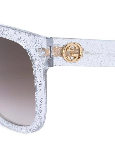 Shop Gucci Square Frame Glitter Sunglasses In Nude & Neutrals