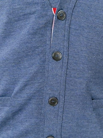 Shop Thom Browne Striped Sleeve Cardigan In Blue