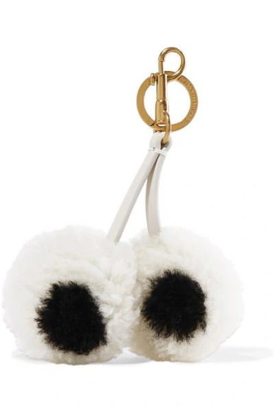 Shop Anya Hindmarch Leather-trimmed Shearling Keychain