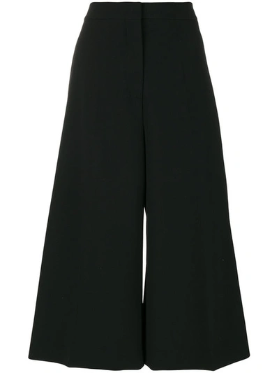 Stella Mccartney Wide-leg Cropped Stretch-wool Trousers In Black