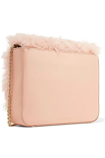 Shop Loeffler Randall Lock Leather And Shearling Shoulder Bag