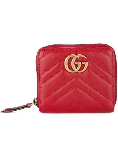 Gucci Gg Marmont Quilted-leather Wallet In Red