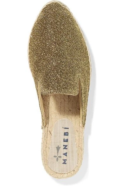 Shop Manebi Lurex Espadrille Slippers In Gold