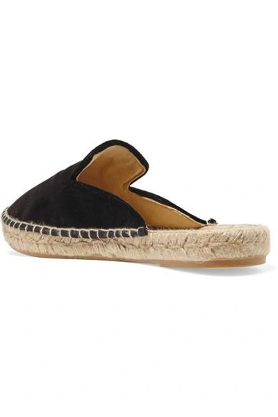 Shop Manebi Velvet Espadrille Slippers In Black