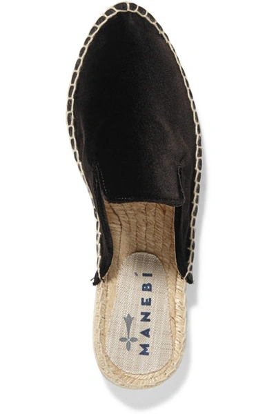 Shop Manebi Velvet Espadrille Slippers In Black