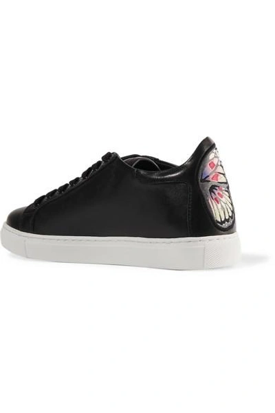 Shop Sophia Webster Bibi Butterfly Embroidered Leather Sneakers In Black