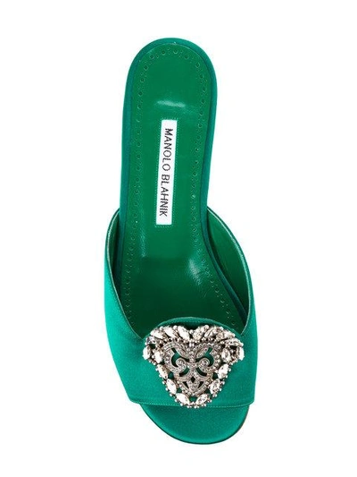 Manolo Blahnik Embellished Brooch Sandals | ModeSens