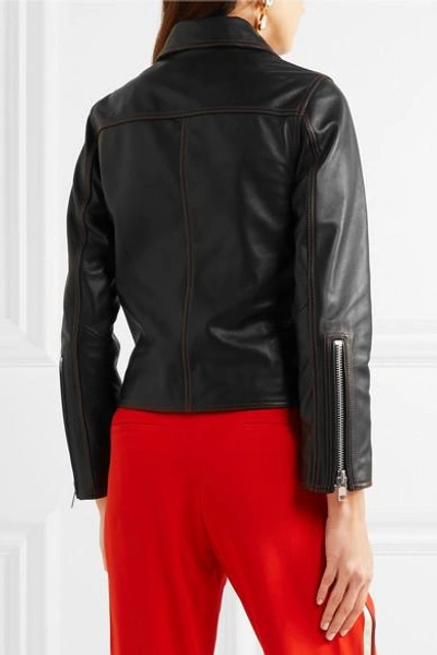 Shop Ganni Tatin Leather Biker Jacket