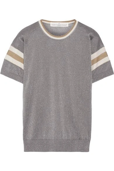 Shop Golden Goose Claudine Striped Metallic Knitted Top