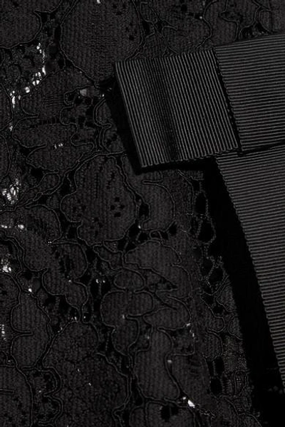 Shop Ganni Duval Grosgrain-trimmed Corded Lace Top In Black