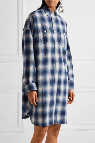 Shop R13 Oversized Checked Cotton-flannel Mini Dress
