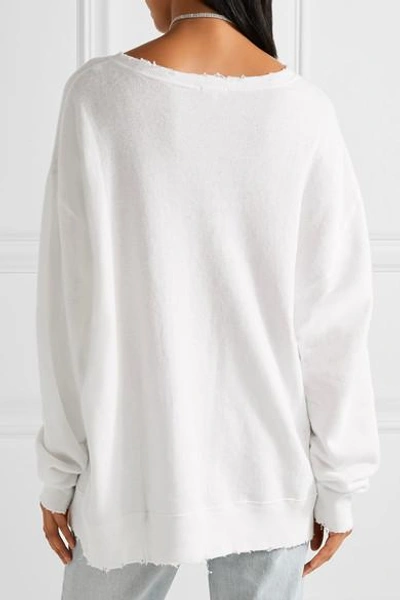Shop R13 Kurt Distressed Printed Cotton-terry Sweatshirt