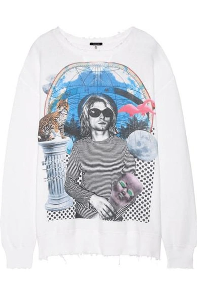 Shop R13 Kurt Distressed Printed Cotton-terry Sweatshirt