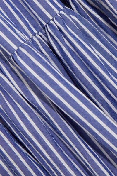 Shop Jcrew Garratt Tiered Striped Cotton-poplin Midi Dress In Blue