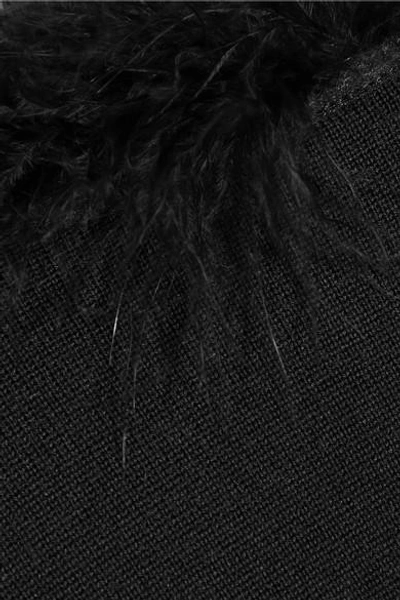 Shop Simone Rocha Feather-trimmed Merino Wool-blend Sweater