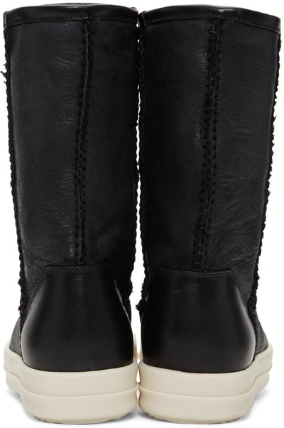 Shop Rick Owens Black Shearling Boots