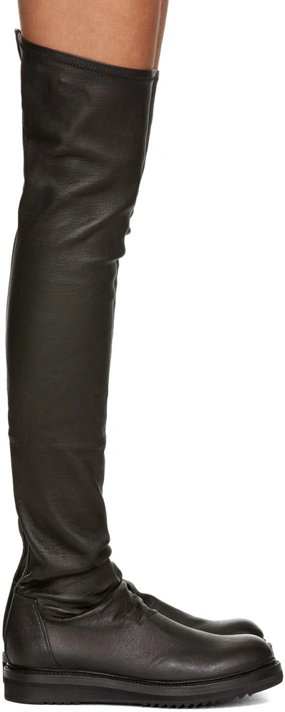 Shop Rick Owens Black Creeper Over-the-knee Boots