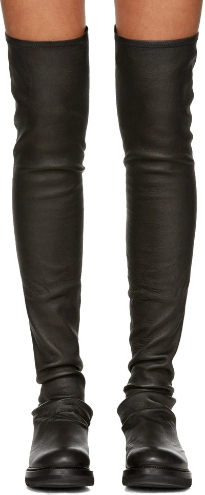 Shop Rick Owens Black Creeper Over-the-knee Boots