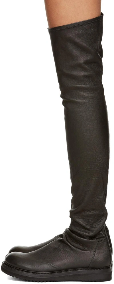 Shop Rick Owens Black Creeper Over-the-knee Boots
