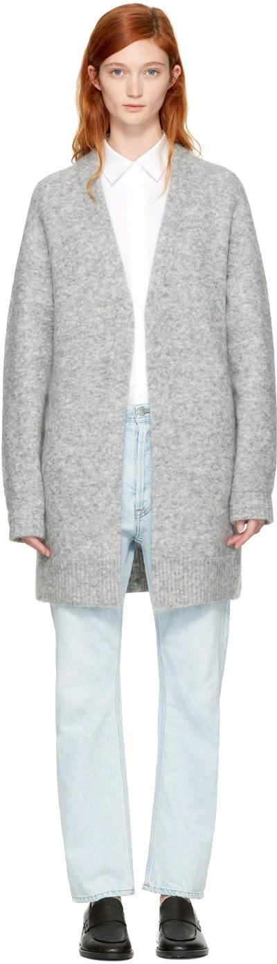 Shop Acne Studios Grey Mohair Raya Short Cardigan In Husky Grey