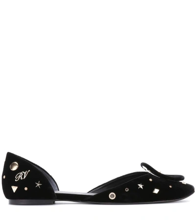 Shop Roger Vivier Chips Astre Velvet Ballerinas In Llack