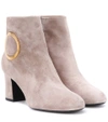 ROGER VIVIER CHUNKY TROMPETTE SUEDE ANKLE BOOTS,P00259074