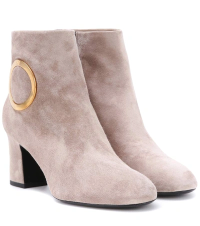 Roger Vivier Chunky Trompette Suede Ankle Boots In Grey