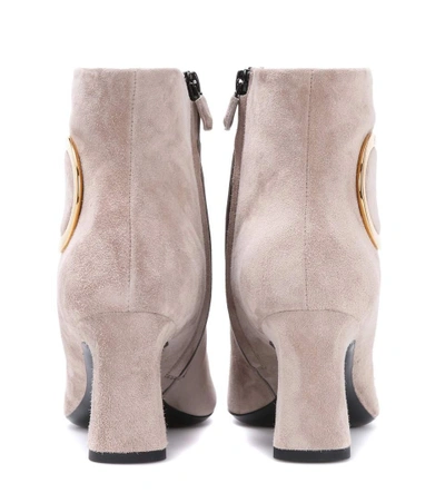 Shop Roger Vivier Chunky Trompette Suede Ankle Boots In Grey