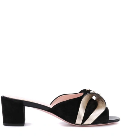 Shop Roger Vivier Baby Doll Suede Sandals In Black