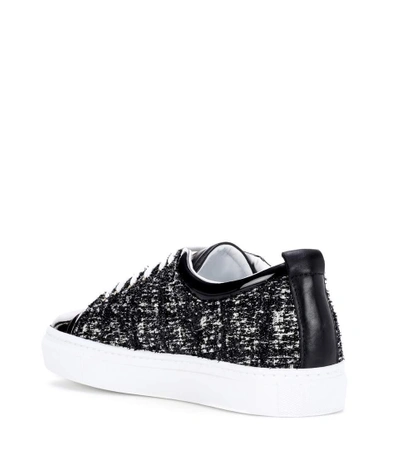 Shop Lanvin Tweed And Leather Sneakers In Llack