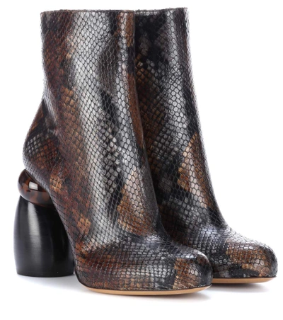 Dries Van Noten Embossed Leather Ankle Boots