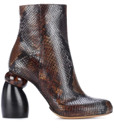 Shop Dries Van Noten Embossed Leather Ankle Boots